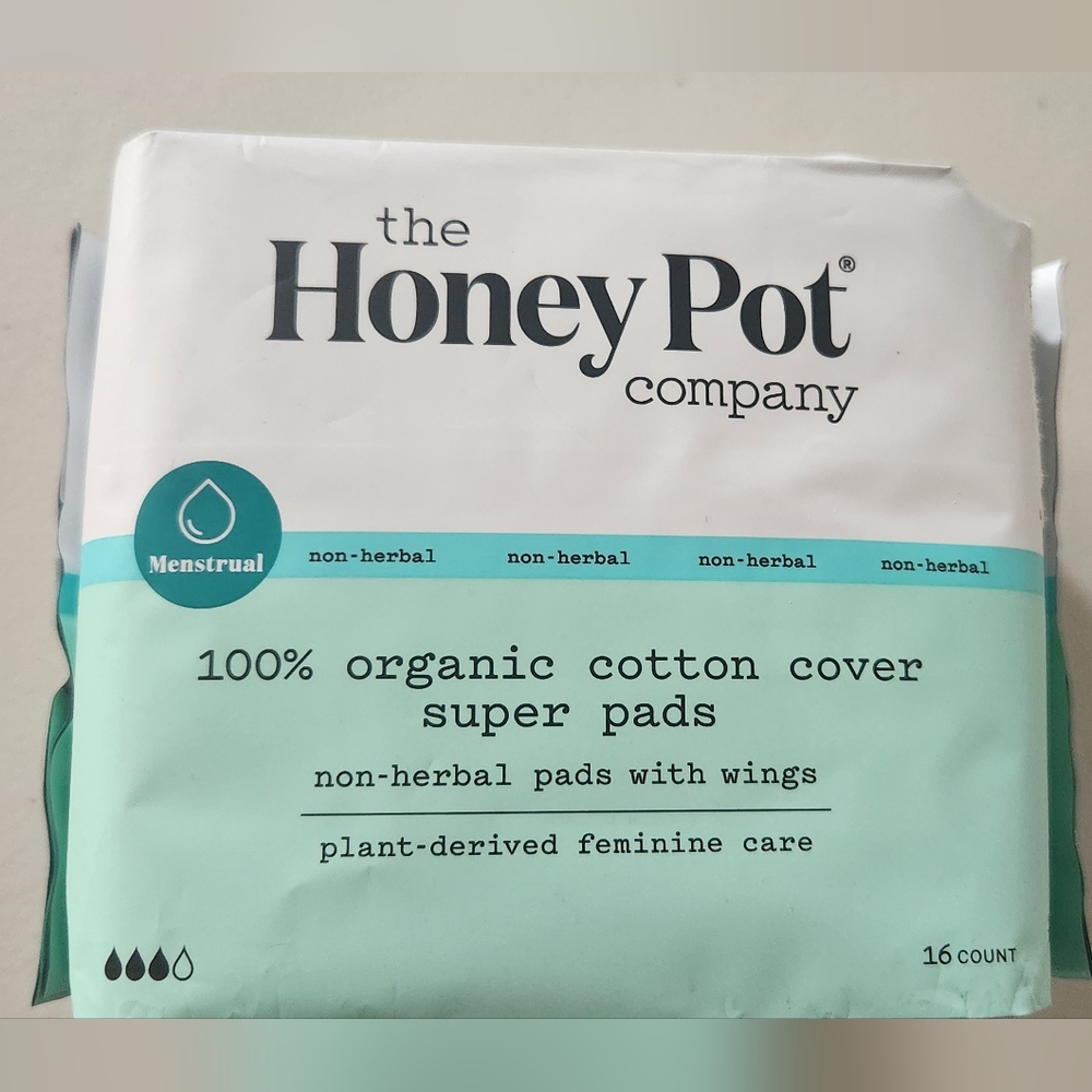 The Honey Pot Company 100% Organic Cotton Cover Super Pads 16 ct